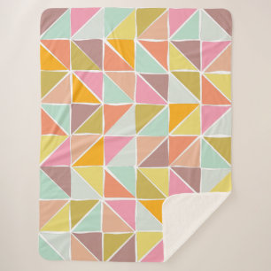 Cobertor Sherpa Padrões Geométricos Cuto Colorido à Mão Desenh