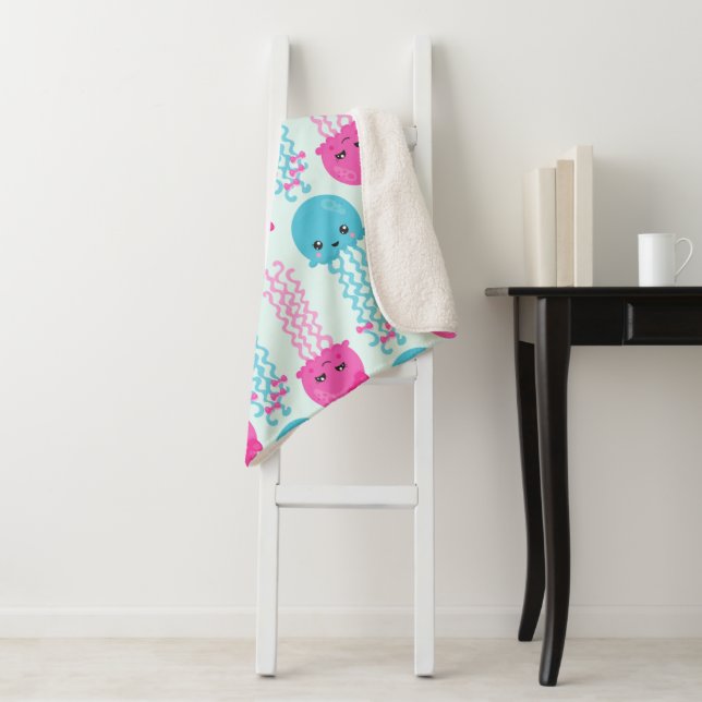 Cobertor Sherpa Padrões para águas-vivas, águas-vivas-vivas-doces, (In Situ)