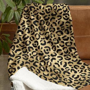 Cobertor Sherpa Padrões para animais Dourados de Leopard Impresso-