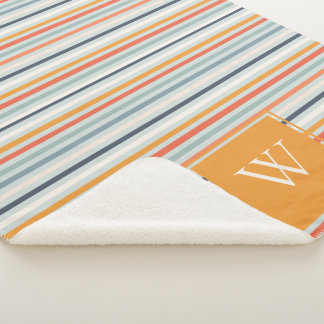 Cobertor Sherpa Padrões riscados de Ochre Azul Cor-de-laranja-Cinz