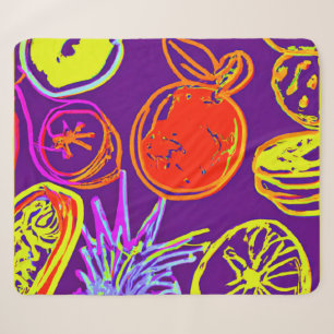 Cobertor Sherpa Padrões Tropicais de Frutas Neon