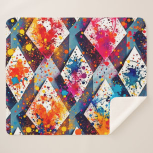 Cobertor Sherpa Padrões vibrantes de Abstrato Diamante