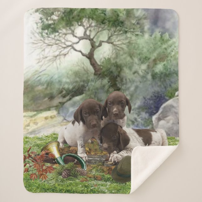 Cobertor Sherpa Pãezinhos bonitos de Pointer Shorthired Alemães (Frente)