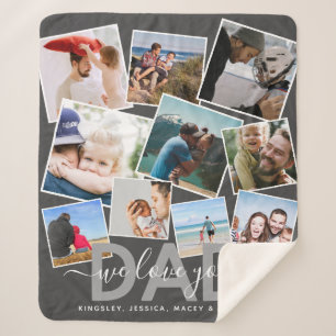 Cobertor Sherpa Pai de Colagem de Fotografias do Moderno "Nós Amo-