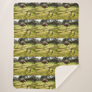 Cobertor Sherpa Pai Emu Com Seus Pintinhos,