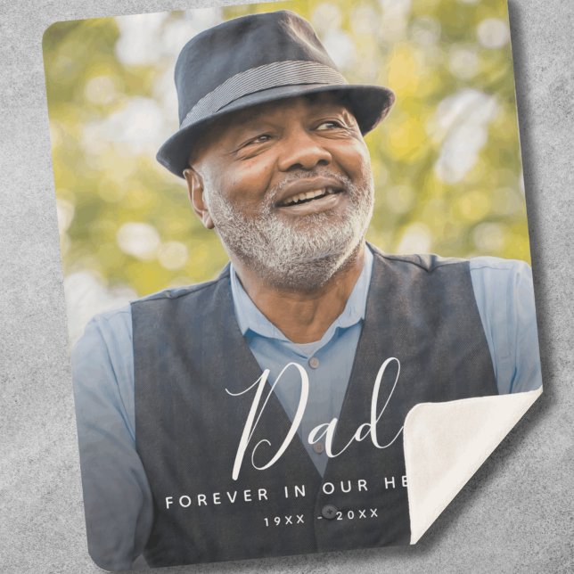Cobertor Sherpa Pai Personalizado do Pai Memorial Personalizado (Dad Photo Memorial Blanket)
