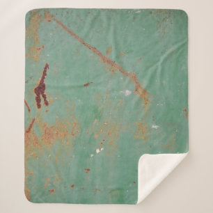 Cobertor Sherpa Painel urbano de metal verde enferrujado, texturiz