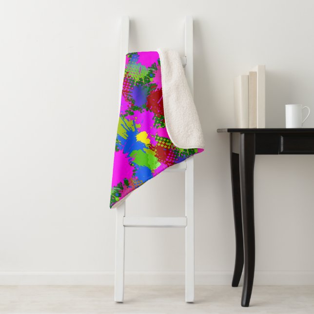 Cobertor Sherpa Paint Splash Patterno 3 (In Situ)