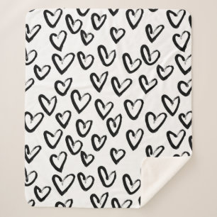 Cobertor Sherpa Paint Stroke Heart Pattern