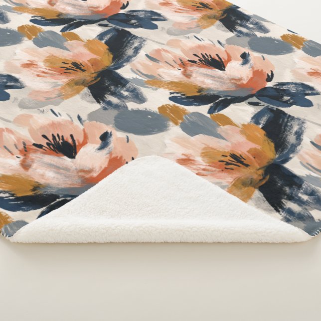 Cobertor Sherpa Painterly Floral Botanical Sherpa Blanket (3/4)