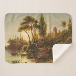 Cobertor Sherpa Paisagem Asiática na Luz da Noite (Arte Sunset)