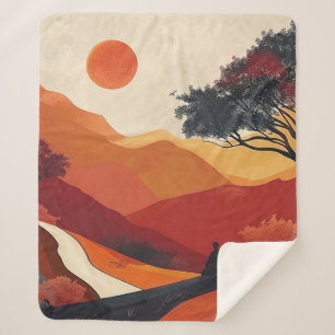 Cobertor Sherpa Paisagem Boho Abstrato (19)