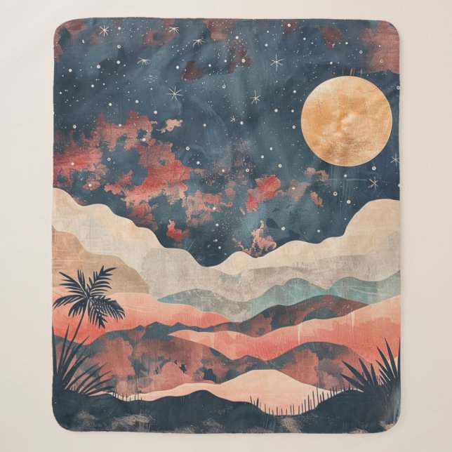 Cobertor Sherpa Paisagem Boho Abstrato (24) (Frente)