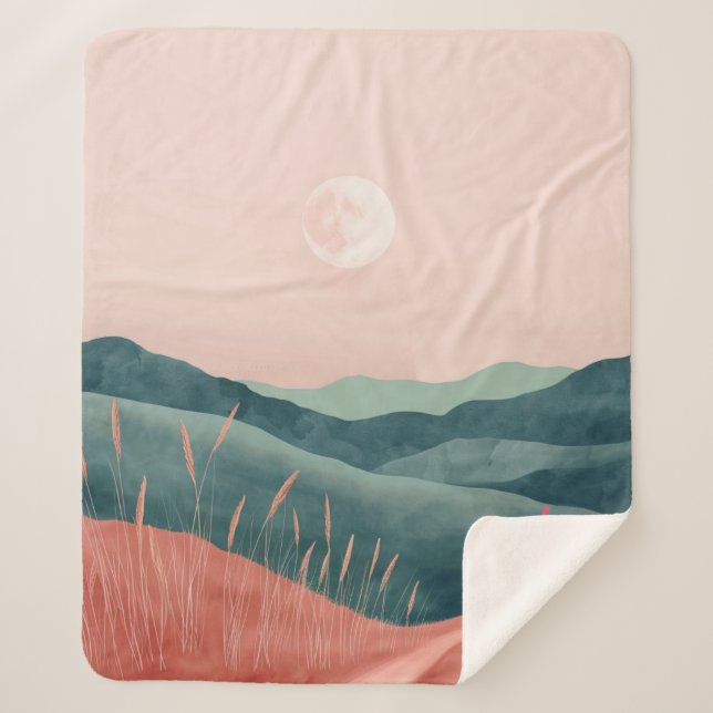 Cobertor Sherpa Paisagem Boho Abstrato (7) (Frente)