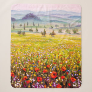 Cobertor Sherpa Paisagem de ciprestes trabalho de arte italiano