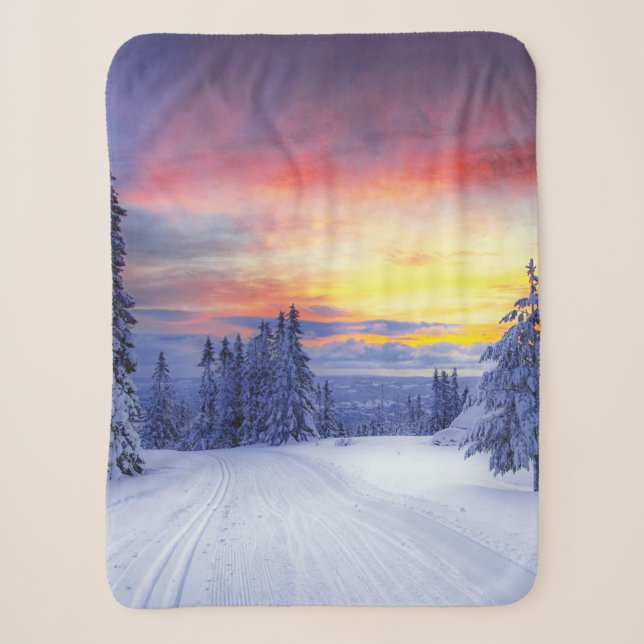 Cobertor Sherpa Paisagem de inverno  (Frente)