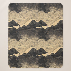 Cobertor Sherpa Paisagem de Nuvens de Montanha Vintage (2)