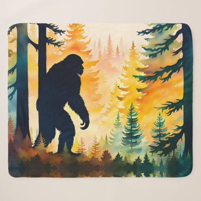 Cobertor Sherpa Paisagem de outono de Sasquatch (Frente (Horizontal))
