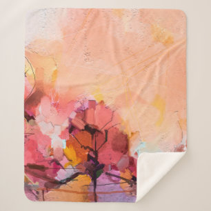 Cobertor Sherpa paisagem de pintura de óleo de abstrato. Pó azul c