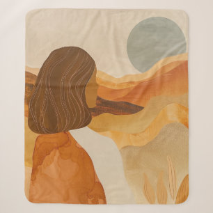 Cobertor Sherpa Paisagem de Terracota Boho Deserto Colinas Sage Mo