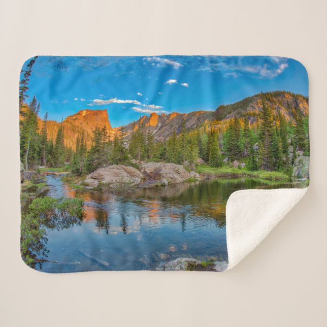Cobertor Sherpa Paisagem do Dream Lake (Frente (Horizontal))