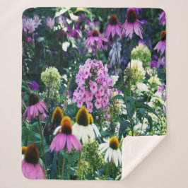 Cobertor Sherpa Paisagem do Phlox do Jardim Rosa com Flores de Con
