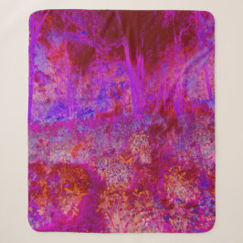 Cobertor Sherpa Paisagem Impressionista Trippy Red e Magenta