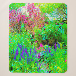 Cobertor Sherpa Paisagem Primavera verde do jardim com peônias