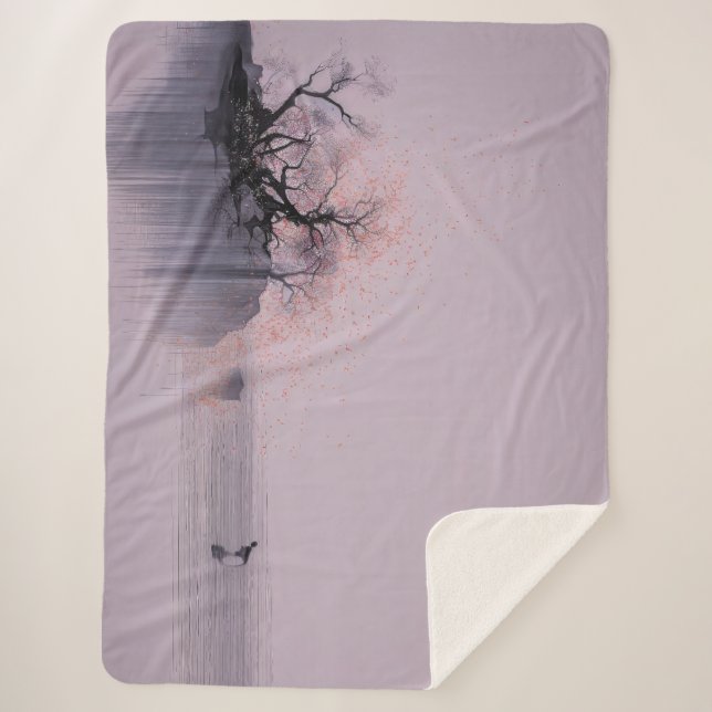 Cobertor Sherpa Paisagem Zen Minimalista (Frente)