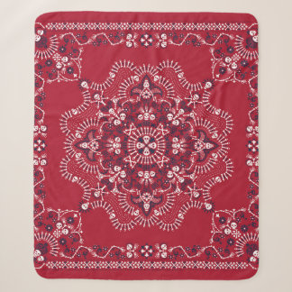 Cobertor Sherpa Paisley, crânios, bandana, design quadrado.