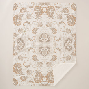 Cobertor Sherpa Paisley em Beige Aestésico Moderno Tan Brown