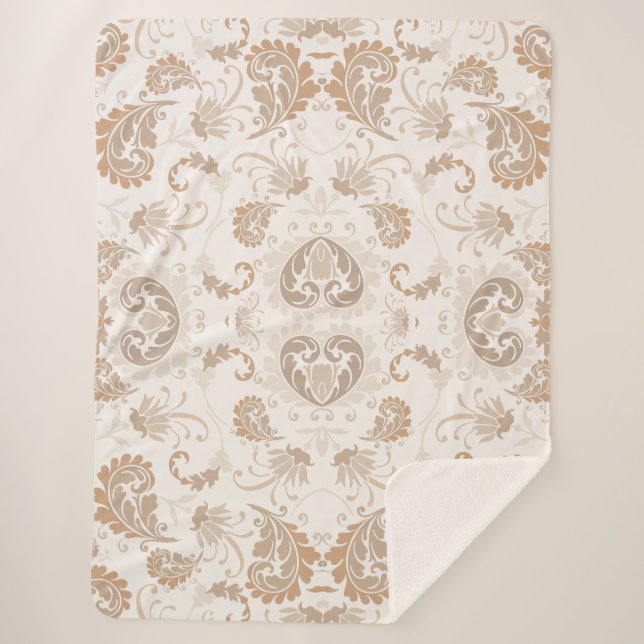 Cobertor Sherpa Paisley em Beige Aestésico Moderno Tan Brown (Frente)