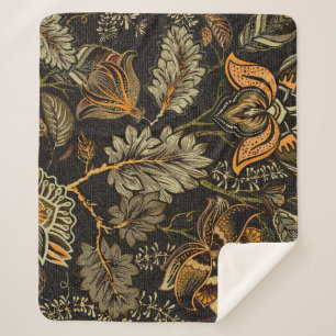 Cobertor Sherpa Paisley floral indiano, padrão étnico uniforme.