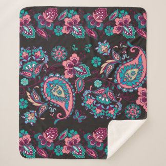 Cobertor Sherpa Paisley Stripe: Decorativa Negra Sem Semente