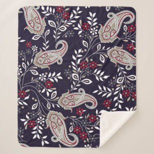 Cobertor Sherpa Paisley tradicional indiano, padrão perfeito.