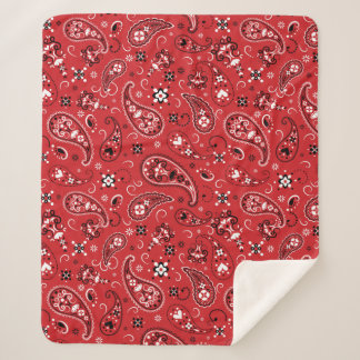 Cobertor Sherpa Paisley Vermelho Clássico Bandana