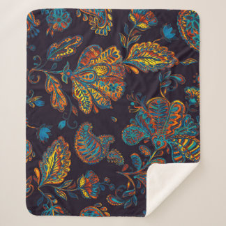 Cobertor Sherpa Paisley watercolor: azulejo de padrão floral