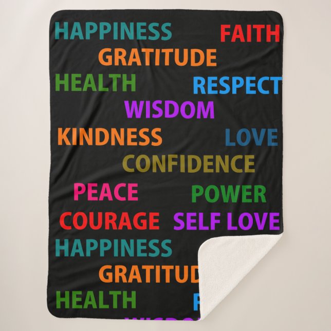 Cobertor Sherpa Palavras positivas (Frente)