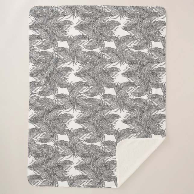 Cobertor Sherpa Palma do Deserto Negro e Branco (Frente)