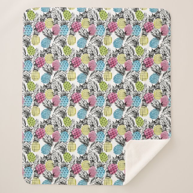 Cobertor Sherpa Palmeiras de abacaxi (Frente)