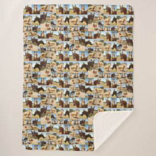 Cobertor Sherpa Palomino Horses Collarge,