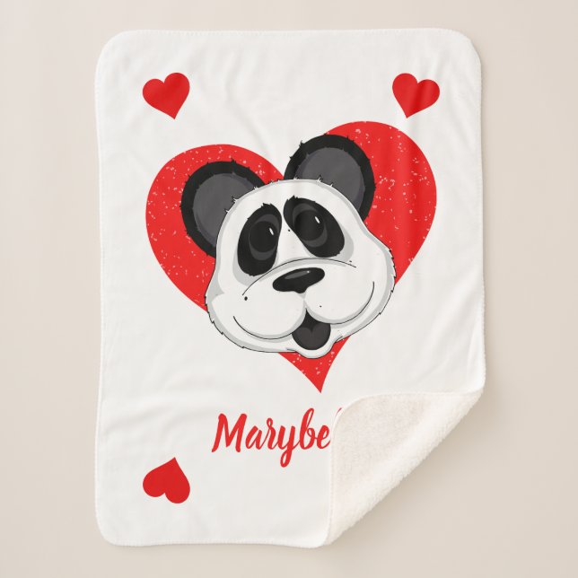 Cobertor Sherpa Panda Bear Bonito Cartoon Animal Personalizado (Frente)