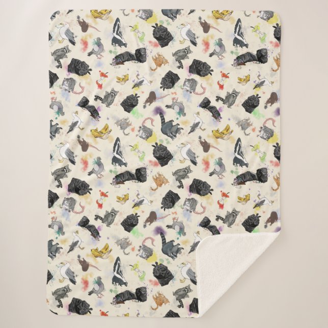 Cobertor Sherpa Panda de lixo e amigos (Frente)