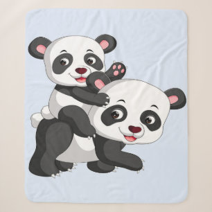 Cobertor Sherpa Panda E Bebê Presente Em Aberto Para Crianças