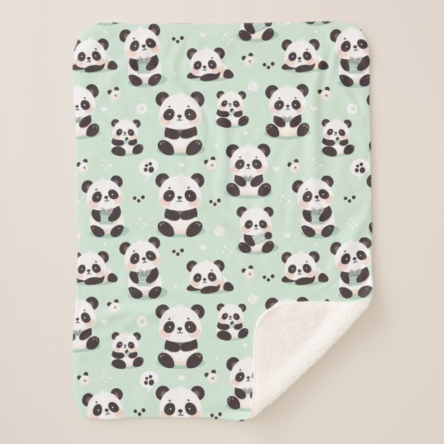 Cobertor Sherpa Panda Playful (Frente)