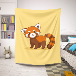 Cobertor Sherpa Panda Vermelho Fofo em Amarelo