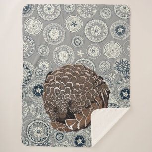 Cobertor Sherpa pangolin mandala