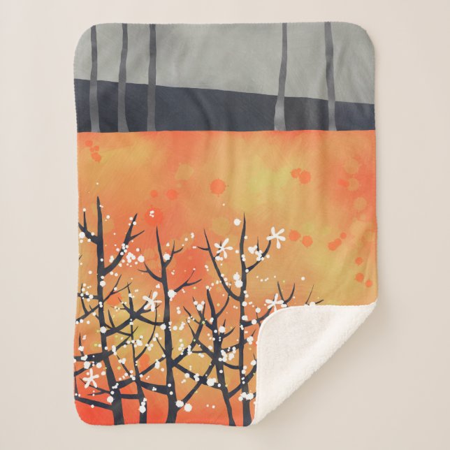 Cobertor Sherpa Panorama Moderna de Abstrato Queimada Laranja (Frente)