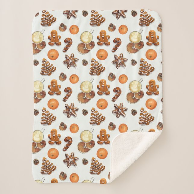Cobertor Sherpa Pão de Gengibre Cento de Natal (Frente)