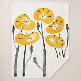 Cobertor Sherpa Papagaios Amarelos Modernos do Século Médio, Abstr